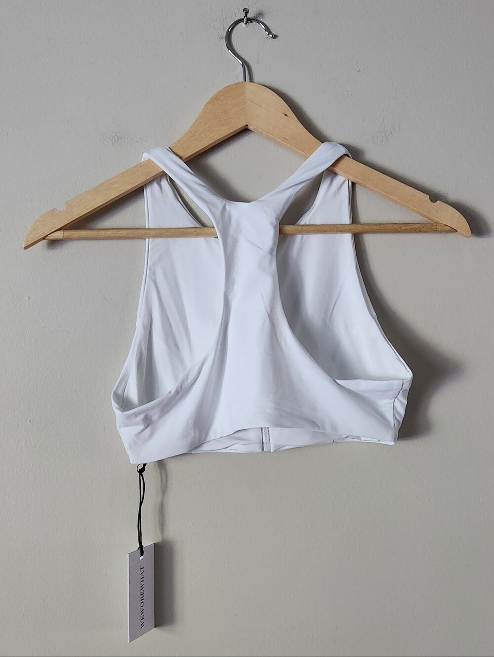 WeWoreWhat Zip Front Racerback Bikini Top in Optic White Sz S - Picture 5 of 6